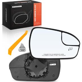 A-Premium Left Driver Side Heated Mirror Glass Replacement Compatible with Ford Fusion 2013-2020, Police Responder Hybrid 2019-2020, Side Mirror Glass With Blind Spot Rear Holder, Replace# DS7Z17K707F