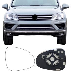 Passenger Side Mirror Replacement Glass for Volkswagen VW Touareg 2011-2017,Backing Plate Power Heated Right Side View Mirror Glass for Volkswagen VW Touareg 2011 2012 2013 2014 2015 2016 2017