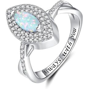 Step Forward Opal Urn Rings for Women for Ashes: 925 Sterling Silver Cremation Jewelry for Human & Pet Ashes