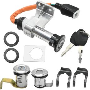 Scooter Ignition Key Switch Assembly, Ignition Switch Key Fits 49cc 50cc 125cc 150cc 139QMB Engines Replacement for TaoTao Replacement for GY6 Replacement for Icebear Replacement for Roketa