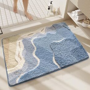 Cute Ocean Bathroom Rug Super Absorbent Bath Mat Machine Washable and Non Slip Fluffy Carpet for Shower, Bedroom and Living Room (31"x20", Footprint)
