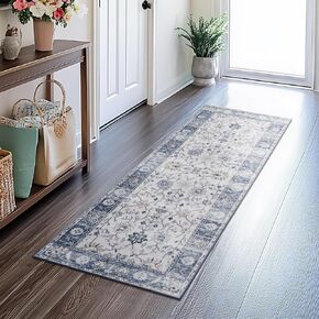 GRANNY SAYS Rug Runners for Hallways Non Slip, Washable Runner Rug for Kitchen Floor, Carpet Runner for Entryway, Laundry Room, Indoor, 2x6 Long Kitchen Rugs with Rubber Backing, Vintage Rug (Grey)