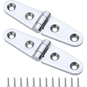 Asymmetrical Shape Boat Strap Casting Hinge 316 Stainless Steel Cabinet Door Flush Triangle Hinges Marine Hardware W/Fasteners (6 inch x 1 inch 4 Pack)