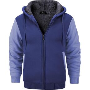 GEEK LIGHTING Hoodies for Men Heavyweight Fleece Sweatshirt - Full Zip Up Thick Sherpa Lined, Blue/Purple XXL