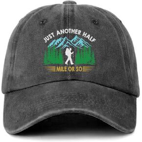Funny Camping Trucker Hat Just Another Half Mile Or So Printed Baseball Cap Classic Cotton Adjustable Baseball Hat for Men Women Cool Hiking Gifts for Hiker Camper Trucker Friend Colleague