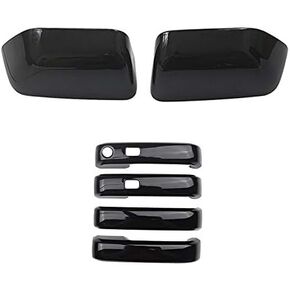 YOUNGERCAR Gloss Black Rearview Mirror + 4Dr Handle Covers for 17-21 Ford F-250 / F-350 Super Duty | 17-21 Ford F-450 | 17 Ford F-550 - ABS(Not The Replacement)