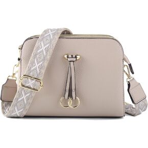 Triple Zip Small Crossbody Bags for Women Vegan Leather Purses Shoulder Handbags,Wide Strap Cell Phone Purse