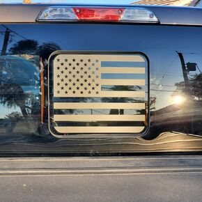 Rear Middle Window American Flag Decal for Ford F150 F250 F350 2015-2023 Back Centre Sliding Window Glass USA Flag Patriotic Vinyl Sticker (for F150 2015-2023, for F250/350 2017-2023, Matte Black)