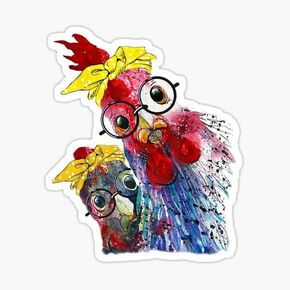 Cute Chicken with Headband Sticker | Vinyl | Decal for, Window, Laptop, Water Bottle, Books 5"