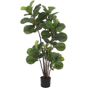Artificial Fiddle Leaf Fig Tree, 59 Inch Faux Ficus Lyrata Tree in Pot with 102 Decorative Fiddle Leaves, Tall Fake Plant for Home Indoor Outdoor Living Room Office Porch Decor