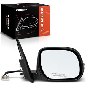 A-Premium Passenger Side Power Door Mirror - Compatible with Toyota RAV4 2009 2010 2011 2012 - Heated Manual Folding Black w/Turn Signal Outside Rear View Mirror