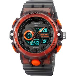 FANMIS Men's Digital Analog Outdoor Sports Watches Multi Function Military Waterproof Watch for Men LED Casual Stopwatch Alarm Tactical Army Watch Backlight, Alarm, Stopwatch