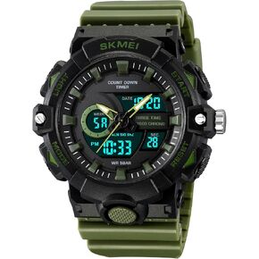 FANMIS Men's Digital Analog Outdoor Sports Watches Multi Function Military Waterproof Watch for Men LED Casual Stopwatch Alarm Tactical Army Watch Backlight, Alarm, Stopwatch in Saudi Arabia