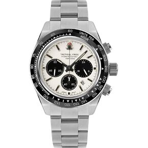 TACTICAL FROG Watch for Men 41mm Panda Chronograph VS75A Solar Quartz Movement Watches Sapphire C3 Luminous 200M Waterproof
