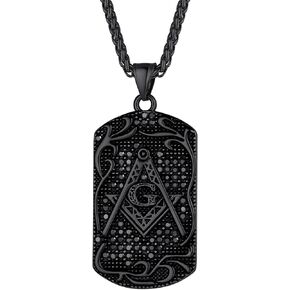 FaithHeart Masonic Necklace for Men, Freemason Compass Symbol 18K Gold Plated/Stainless Steel Free and Accepted Masons Pendant Jewelry with Gift Box