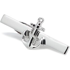 Anchor Tie Clip Rhodium Plated Fashion Anchor Tie Clip In Box (B)