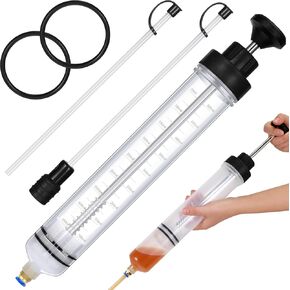 500CC Automotive Fluid Extractor Pump 500CC Fluid Extractor Manual Fluid Extractor Oil Extractor Pump Syringe Pump for Gasoline Hand Cleaner for Power Steering, Hydraulic Fluid (Black)
