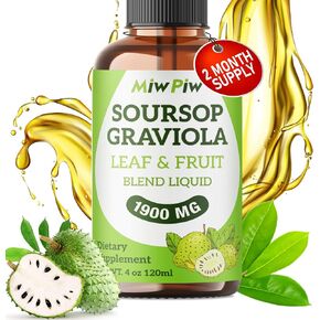 Soursop Graviola Liquid Drop 1900 MG - Immune Boost, Sleep and Relax, Sugar Free, Natural Flavor, Herbal Goodness, 98% Absorption, Soursop Bitter Leaf Extract Liquid