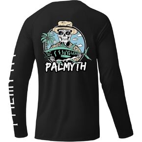 قمصان Palmyth لصيد الأسماك للرجال بأكمام طويلة بعامل حماية من أشعة الشمس 50+ تي شيرت للحماية من أشعة الشمس فوق البنفسجية خفيف الوزن وسريع الجفاف وقابل للتمدد