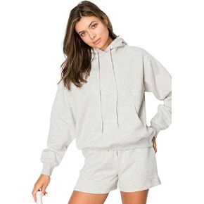 سترة بغطاء للرأس من الصوف من Cali1850 للسيدات - مقاس مريح للصديق، غطاء رأس بطبقة مزدوجة، أساور وأساور مضلعة in Kuwait