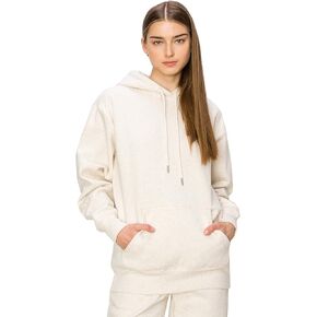 Cali1850 Women's Cloud Nine Fleece Pullover Hoodie – Relaxed Boyfriend Fit, Double-Layer Hood, Ribbed Cuffs and Hem