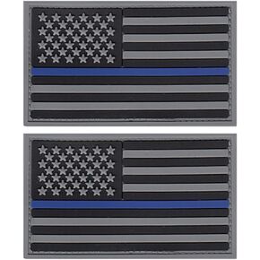 2 Pack Hero's Pride Tactical American Flag Patches - 3-3/8" x 2" Embroidered USA Uniform Emblem Patch - Hook and Loop Designed for Military and Tactical Clothing - Reverse Black USA Flag (2 Pieces)