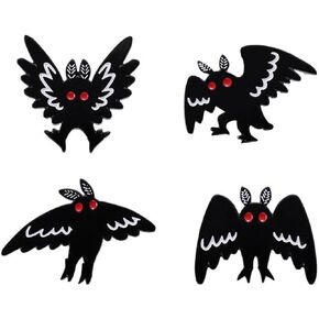 4pcs Punk Gothic Animal Bat Mothman Enamel Pins Backpack Hat Clothes Jewelry Brooch Metal Lapel Pin Accessories Gift for Friends