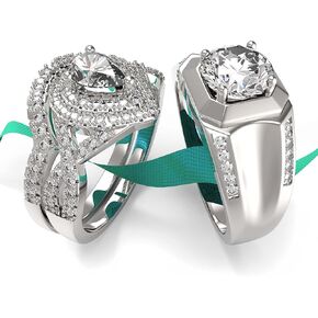 Wedding Ring Sets His And Hers Promise Ring Wedding Ring Sets His And Hers Couples Women 925 Sterling Silver Moissanite Man Sterling Silver Wedding Band