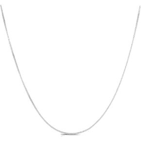 14K White Gold Box Chain Necklace, 0.5mm width 20in length