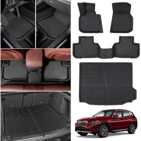 4 PCS for BMW X3 Floor Mats G01 2024 2023 2022 2021 2020 2019 2018,Full Set for BMW X4 Floor Mats G02 2019-2024, for BMW X3 All Weather Cargo Liners Trunk Mats for BMW X4 Accessories