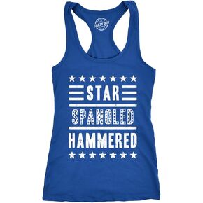 Womens Star Spangled Hammered Funny Workout Shirts Sleeveless Ladies Fitness Tank Top