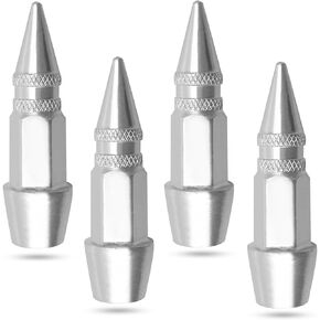 NTNEV 4PCS 45MM Spiked Aluminum Stem Valve Caps, Dustproof Tire Wheel Stem Caps, Heavy Duty Tire Caps, Fit Most Car Motorcycle Bike (Black)