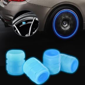 4PCS Luminous Valve Stem Caps,Universal Car Fluorescent Tire Valve Caps,Luminous Tire Valve Stem Caps Glowing Tire Valve Stem Caps Fashion Stem Cover Glowing at Night (Pink)