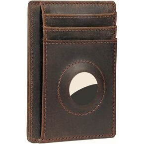 Leather Wallet with AirTag Credit Card Holder For Men and Women Slim and Stylish, RFID Blocking, Front Pocket Thin Minimalist