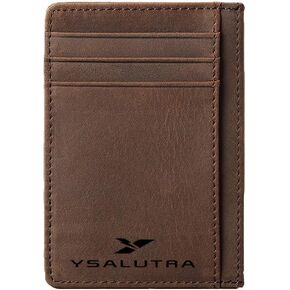 Front Pocket Minimalist Leather Slim Wallet RFID Blocking Medium Size Minimalist Wallet (brown)