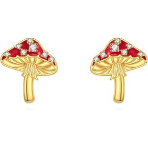 ZMPPMZ Mushroom Earrings 925 Sterling Silver Hypoallergenic Mushroom Stud Cute Colorful Mushroom Jewelry Gifts for Women