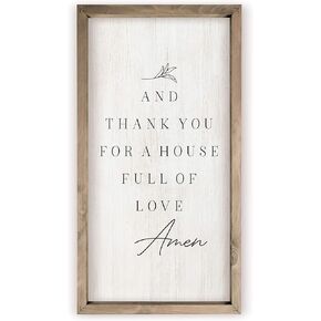 And Thank You For A House Full Of Love Framed White Wood Rustic Style Wall Décor Sign 12x24