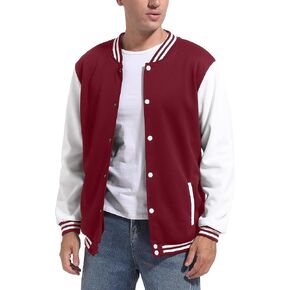 DHSPKN Men's Varsity Baseball Jacket Causal Slim Fit Varsity Letterman Jacket Boys Bomber Jackets