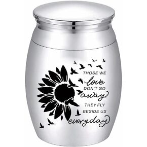 CREATCABIN Sunflower Ashes Urn Keepsake Butterflies Cremation Urn Mini Urns Stainless Steel Memorial Ashes Holder Container Jar for Human Ashes Dad Remains 1.18x1.57 Inch-Those We Love Don't Go Away