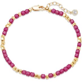 MEVECCO Gold Bracelet for Women 18K Gold Plated Stone Mixed Bracelet Handmade Gold Chain Bracelet Stack for Her Jewelry Gifts