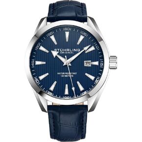Stuhrling Original Dress Watch for Men Analog Dial with Date Calfskin Leather Band