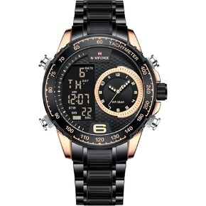 NAVIFORCE Watch for Men Dual Display Digital Quartz Watches Multifunctional Business Stainless Steel Wristwatch