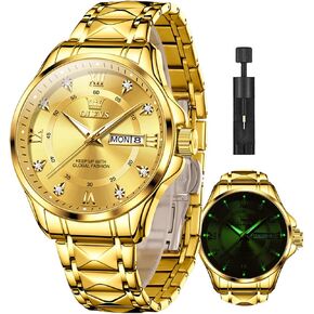 ساعات OLEVS الذهبية للرجال الفاخرة ذات الوجه الكبير للرجال ساعات رسمية من الفولاذ المقاوم للصدأ مقاومة للماء للرجال ساعات تناظرية لليوم والتاريخ سوار قابل للتعديل ساعة عمل كلاسيكية للرجال in Kuwait