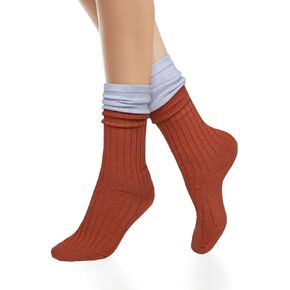 Benefeet Sox Womens Girls Cotton Slouch Socks Solid Color Long Crew Socks Novelty Knee High Casual Socks Athletic Calf Socks