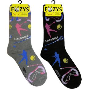 Foozys Women’s Crew Socks | Lacrosse Fun Sports Novelty Socks | 2 Pair