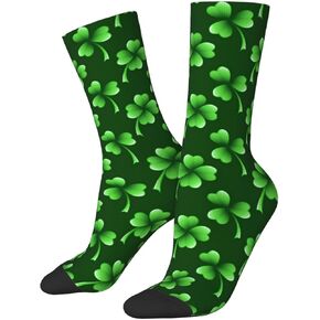 ASYG Funny Novelty Socks St. Patrick's Day Socks Cute Lucky Green Shamrock Socks Dress Socks