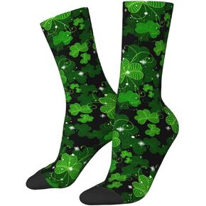 ASYG Funny Novelty Socks St. Patrick's Day Socks Cute Lucky Green Shamrock Socks Dress Socks in Kuwait