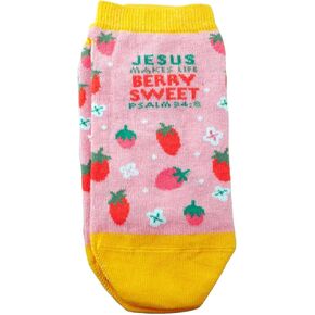 Kerusso Jesus Makes Life Sweet, Psalm 34:8 Multicolor One Size Fits Most Cotton Blend Everyday No-Show Socks