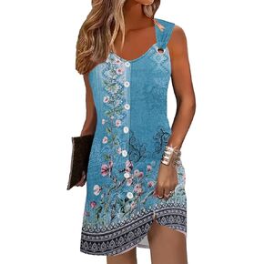 ETCYY Sun Dresses for Women 2025 Vacation Beach Dress Swimsuit Coverups Sundresses Button Down Sleeveless Summer Dresses