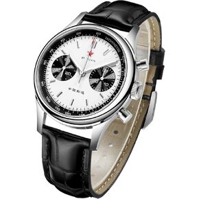 1963 Watch Men's 40mm Panda Dial Mechanical Chronograph Authentic ST19 Manual Winding Movement Sapphire Crystal Analog Luminous Hand